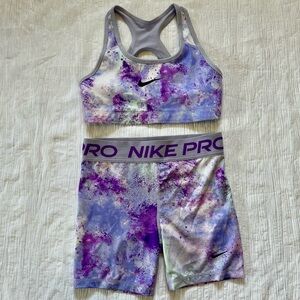 Girls Nike Pro Sports Bra and 5” Shorts Set - size XL